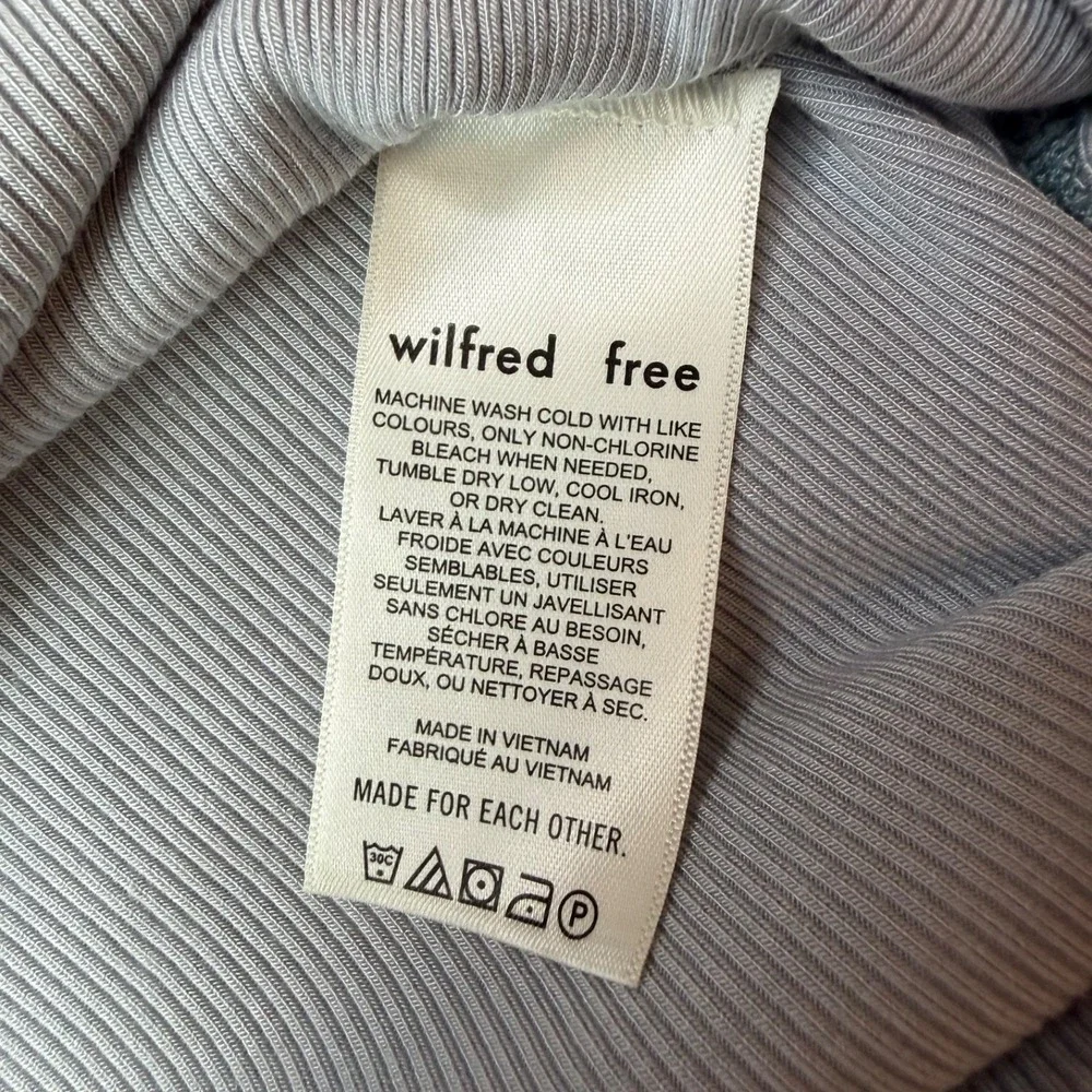 Wilfred Free Ribbed Turtleneck Exposed Seam Minimalist Women L Light‎ Blue Grey
